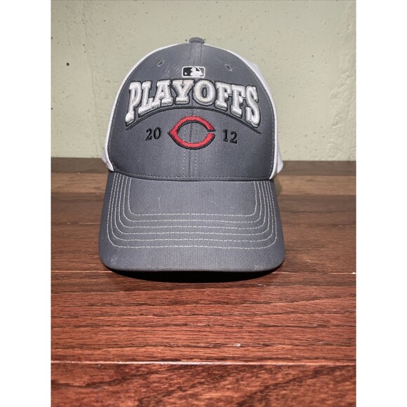 Cincinnati Reds Hat 2012 47’ brand playoffs Strapback Gray postseason cap H39 - Picture 1 of 7